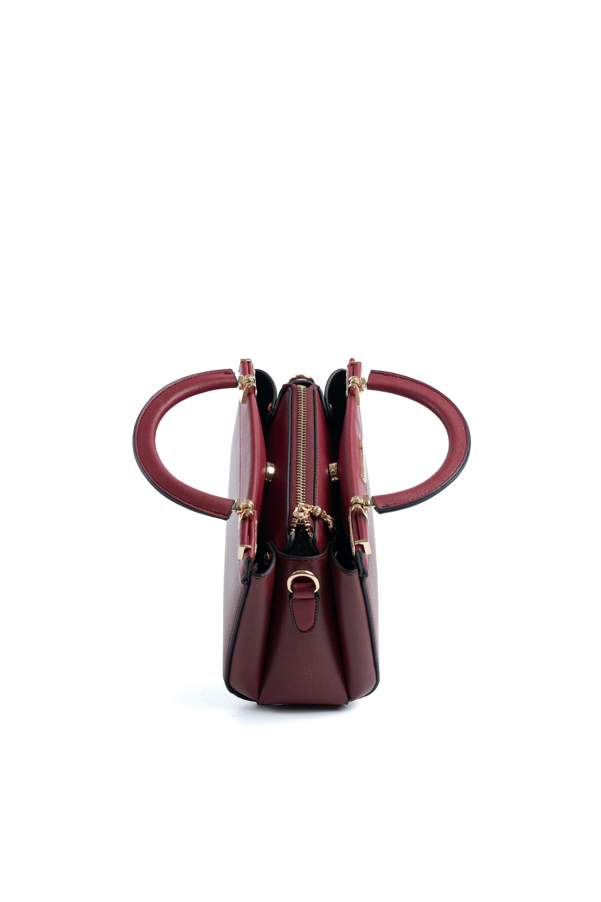 Silver Polo SP1193 Kadın El Çantası Düz Bordo-Bordo