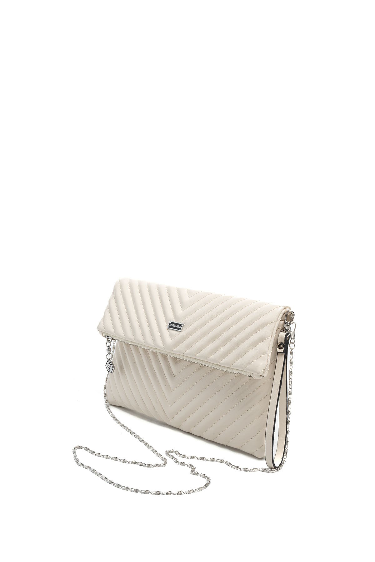 Silver Polo SP1134 Kadın Portföy & Clutch Crash Bej-Bej