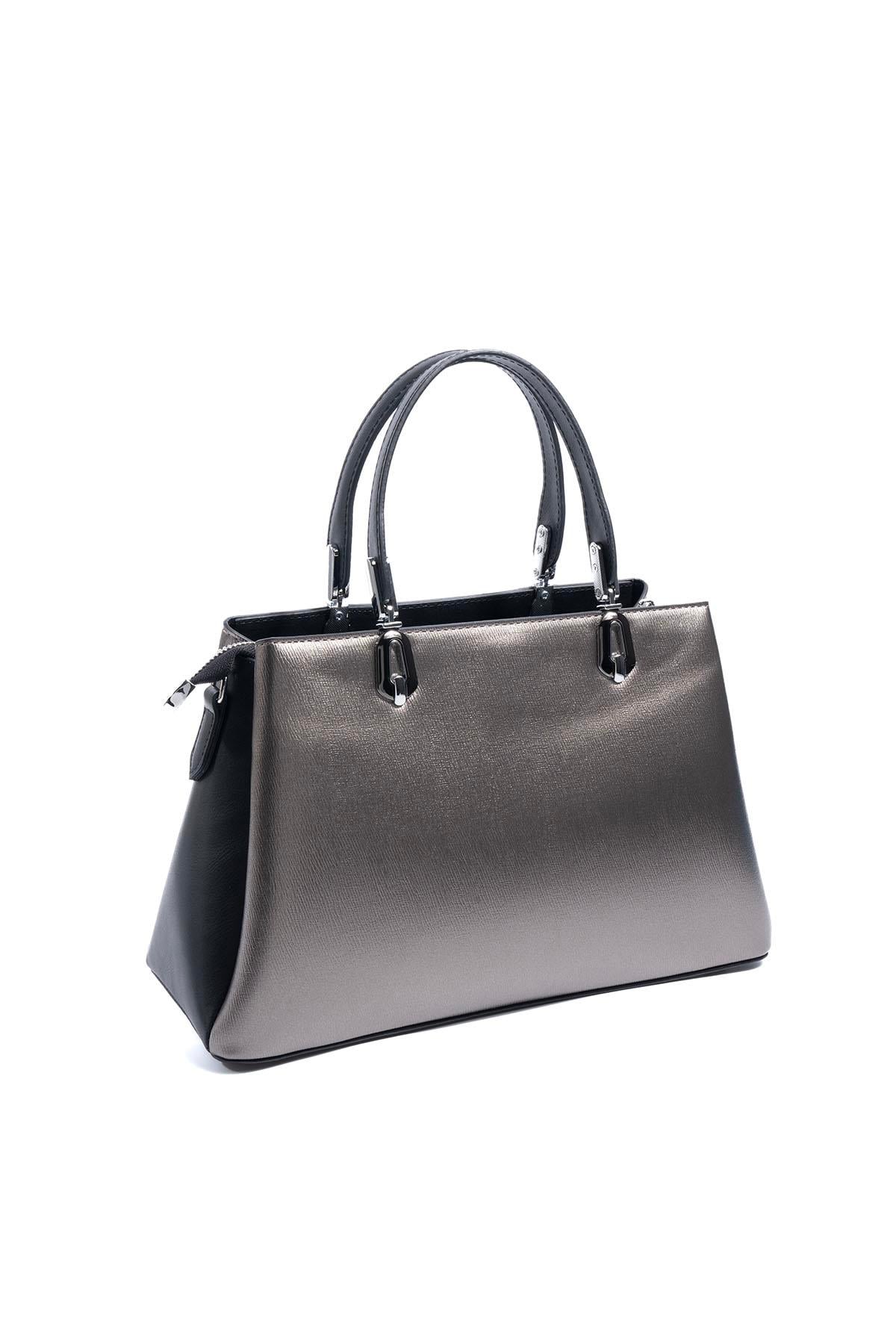 Silver & Polo SP1253 Kadın El Çantası Düz Platin-Siyah