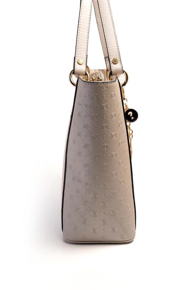 Silver & Polo SP1176 Kadın Omuz Çantası Logolu Bej-S.Bej