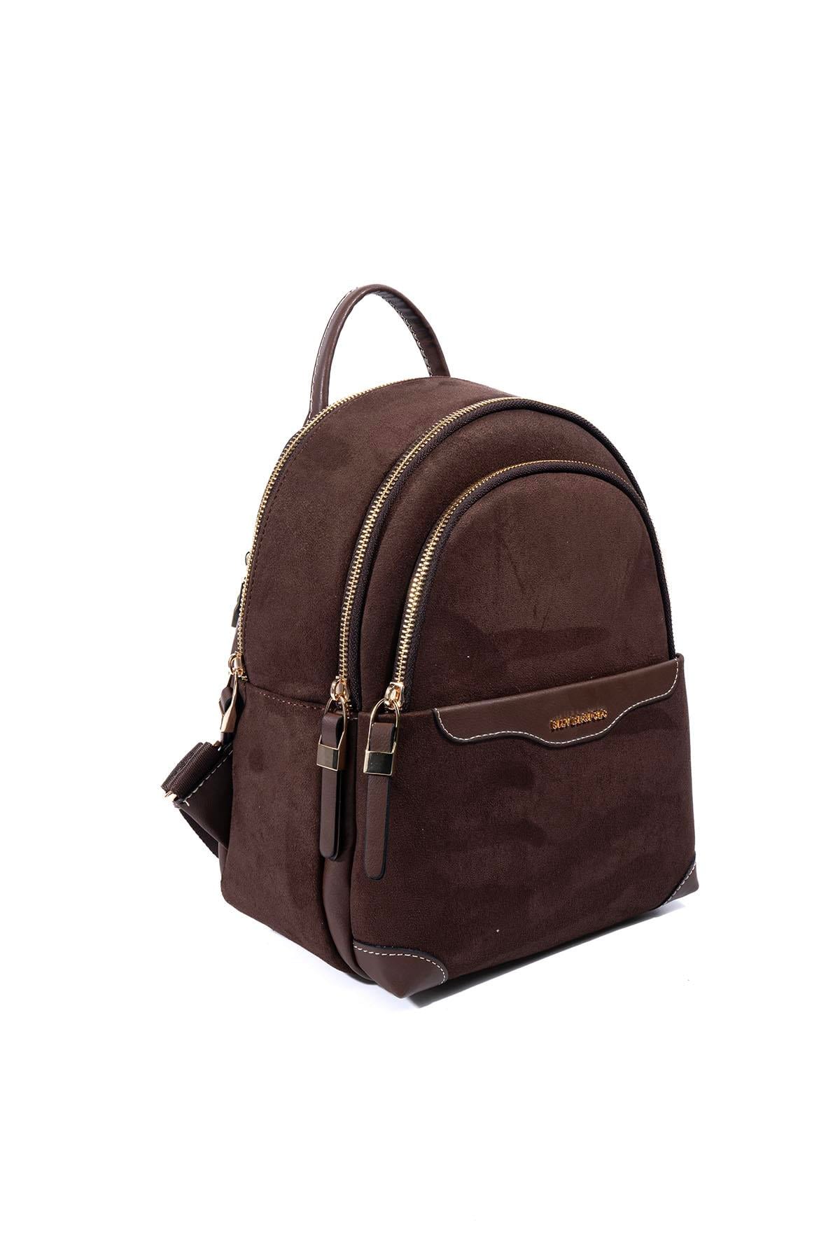 Silver & Polo SP1265 Kadın Sırt Çantası Süet Kahve