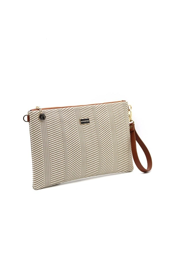 Silver & Polo SP1034 Kadın Portföy & Clutch Hasır Bej-Taba