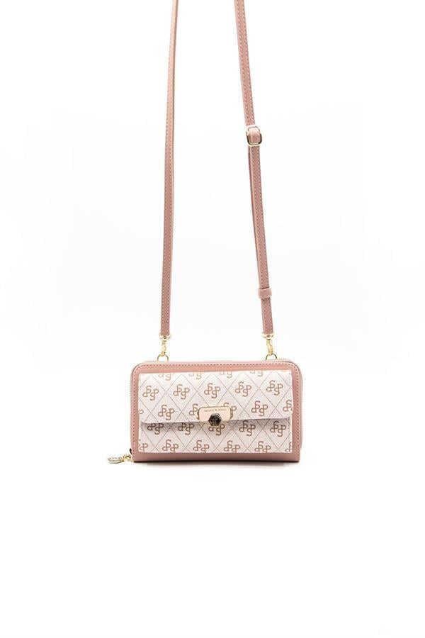 Silver Polo Pembe - Somon Monogram Kadın Telefon Çantası SP921