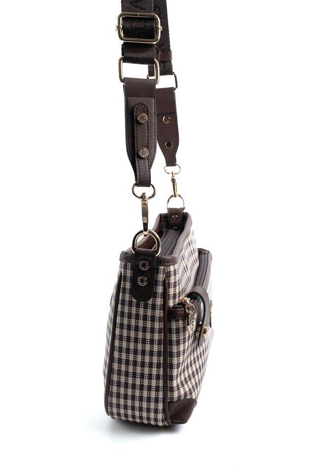 Silver & Polo SP1160 Kadın Çapraz Çanta Ekose Line Kare Kahve Sarı-Kahve