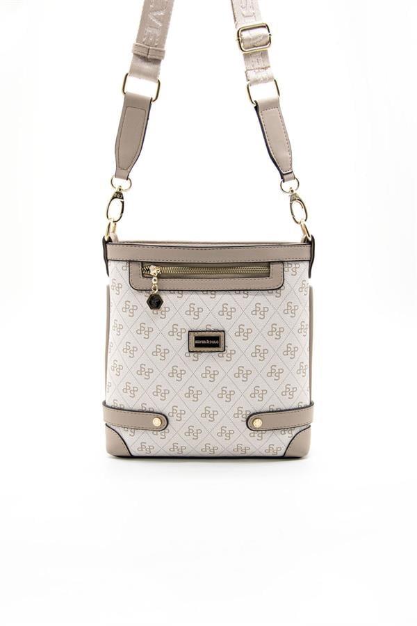 Silver Polo Bej - Kum Monogram Kadın Çapraz Çanta SP1120