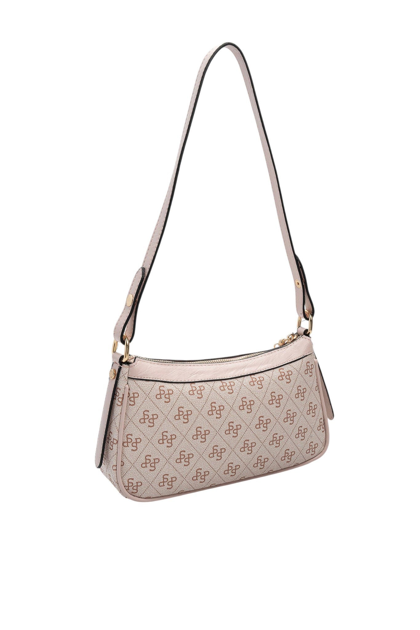 Silver Polo Pembe - Pudra Monogram Kadın Çapraz Çanta SP1274