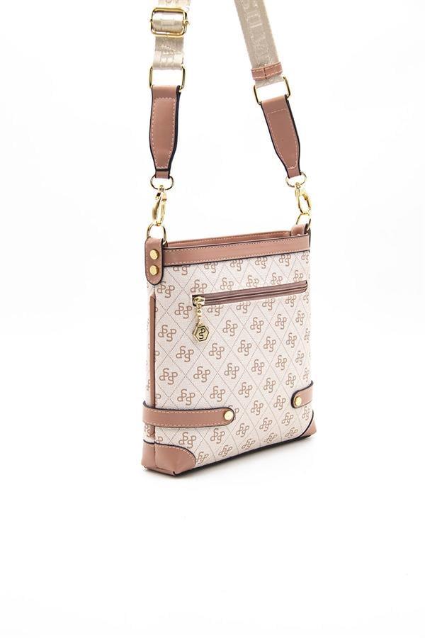 Silver Polo Pembe - Somon Monogram Kadın Çapraz Çanta SP1120