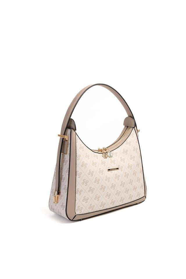 Silver & Polo SP1187 Kadın Omuz Çantası Monogram Bej-Kum