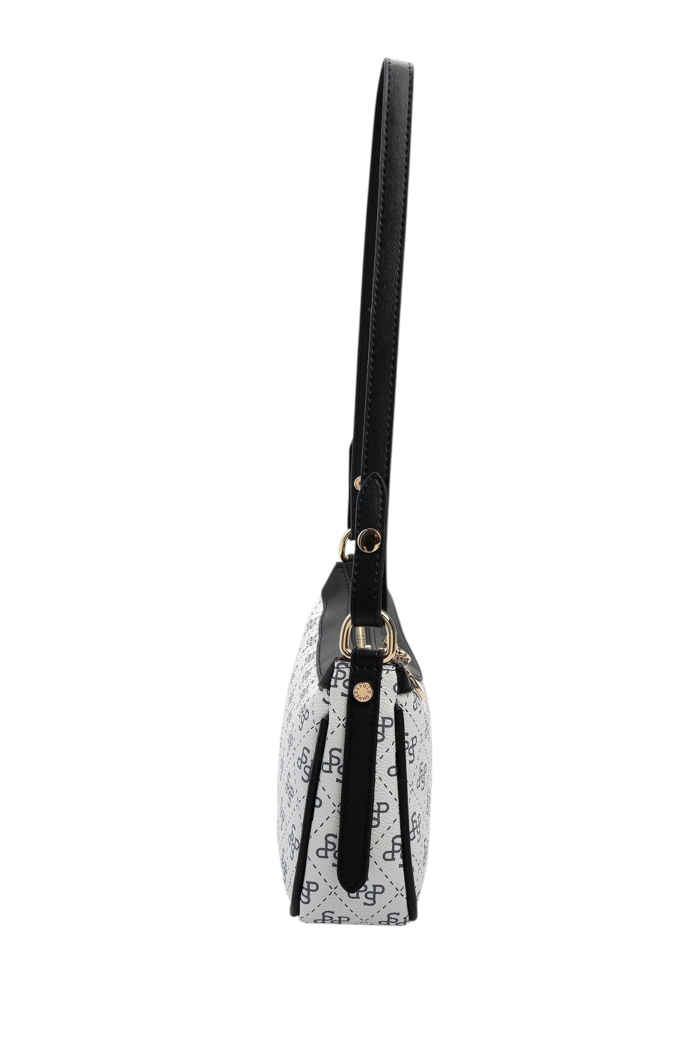 Silver Polo Beyaz - Siyah Monogram Kadın Çapraz Çanta SP1274