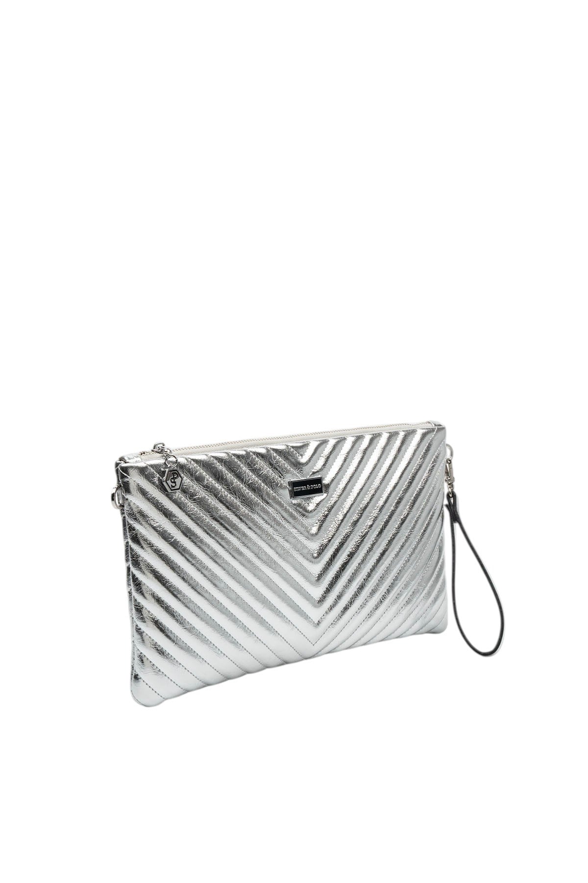 Silver Polo Crash Gümüş Kapitone V Kadın Portföy ve Clutch El Çantası SP1034
