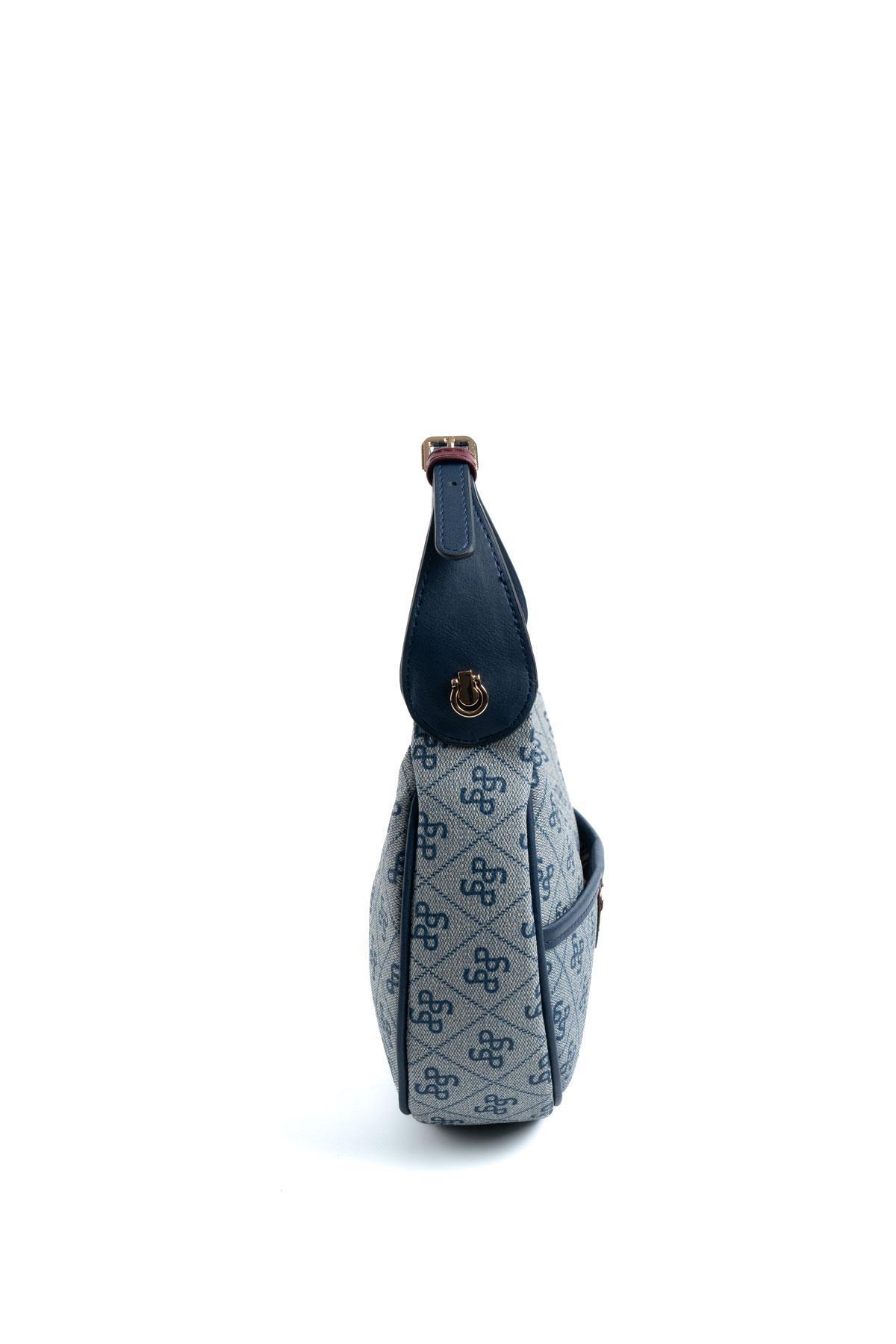 Silver Polo Gri - Laci - Bordo Monogram Kadın Omuz Çantası SP1194