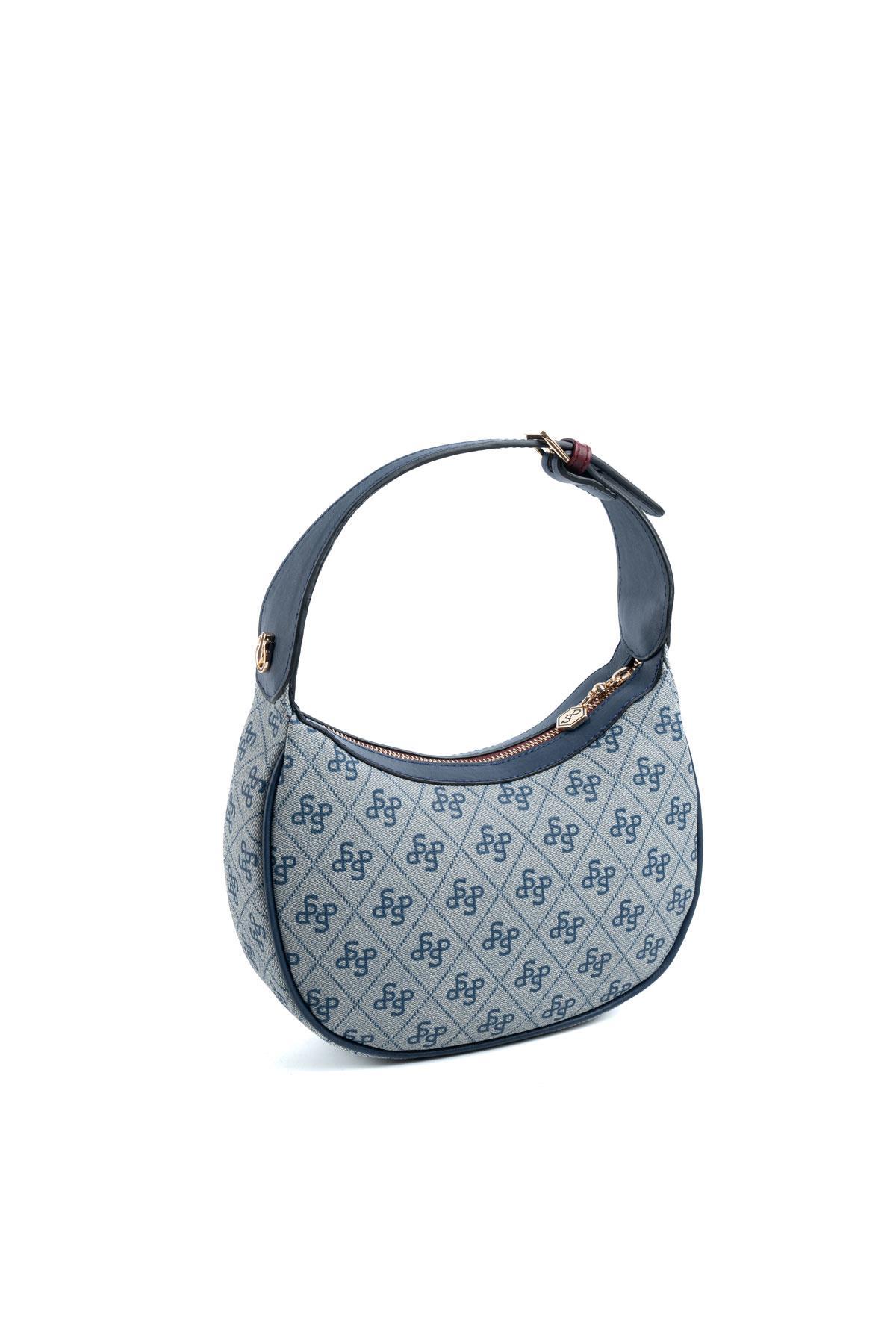 Silver Polo Gri - Laci - Bordo Monogram Kadın Omuz Çantası SP1194