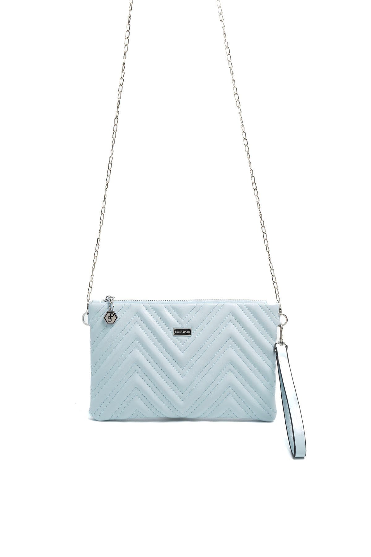 Silver Polo Mavi - Mavi Kapitone V Kadın Portföy ve Clutch El Çantası SP1250