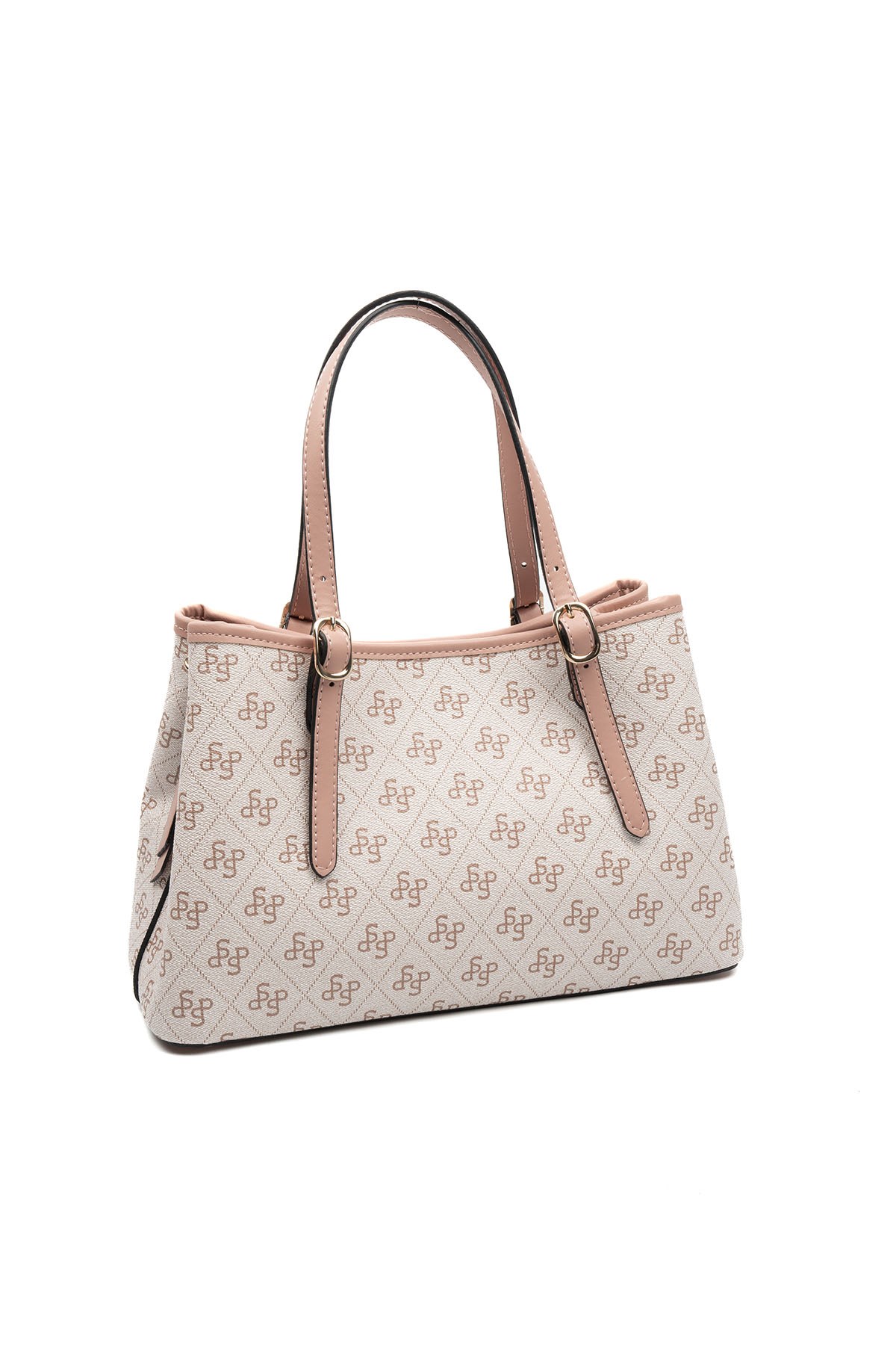 Silver Polo Pembe - Somon Monogram Kadın El Çantası SP1252