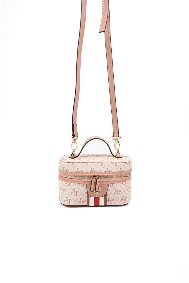 Silver Polo Pembe - Somon Monogram Kadın El Çantası SP1195