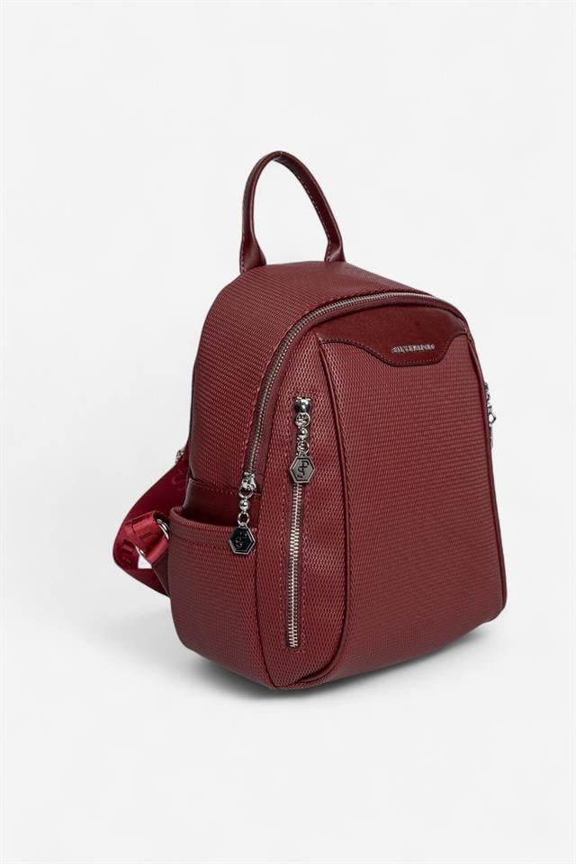 Silver Polo Bordo - Bordo Petek Kadın Sırt Çantası SP906