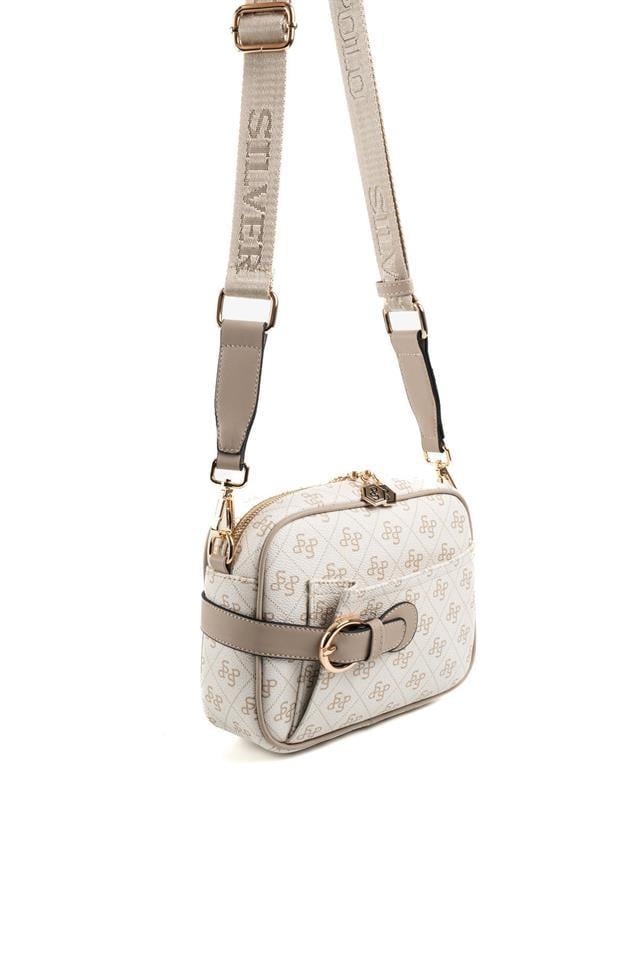 Silver Polo SP1256 Kadın Çapraz Çanta Monogram Bej-Kum