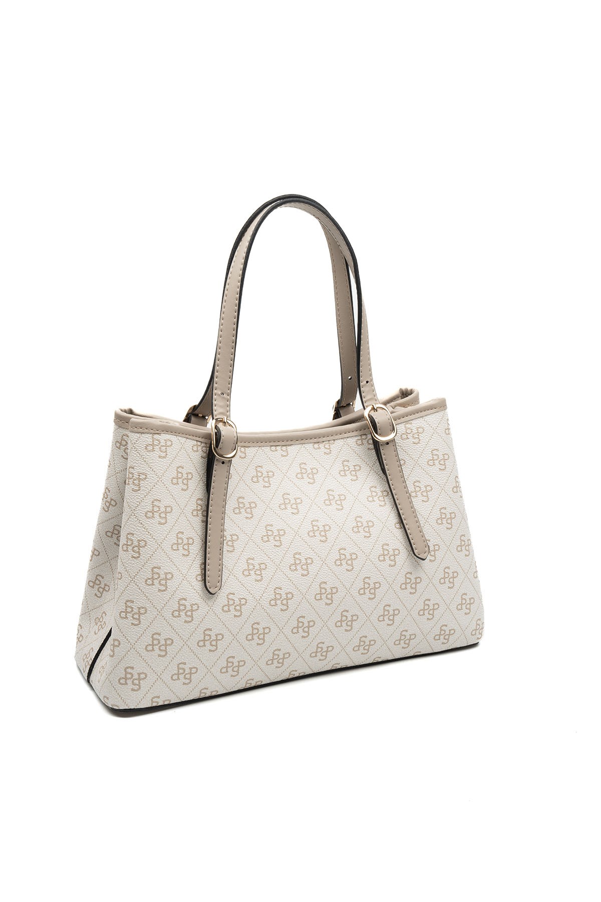 Silver Polo Bej - Kum Monogram Kadın El Çantası SP1252