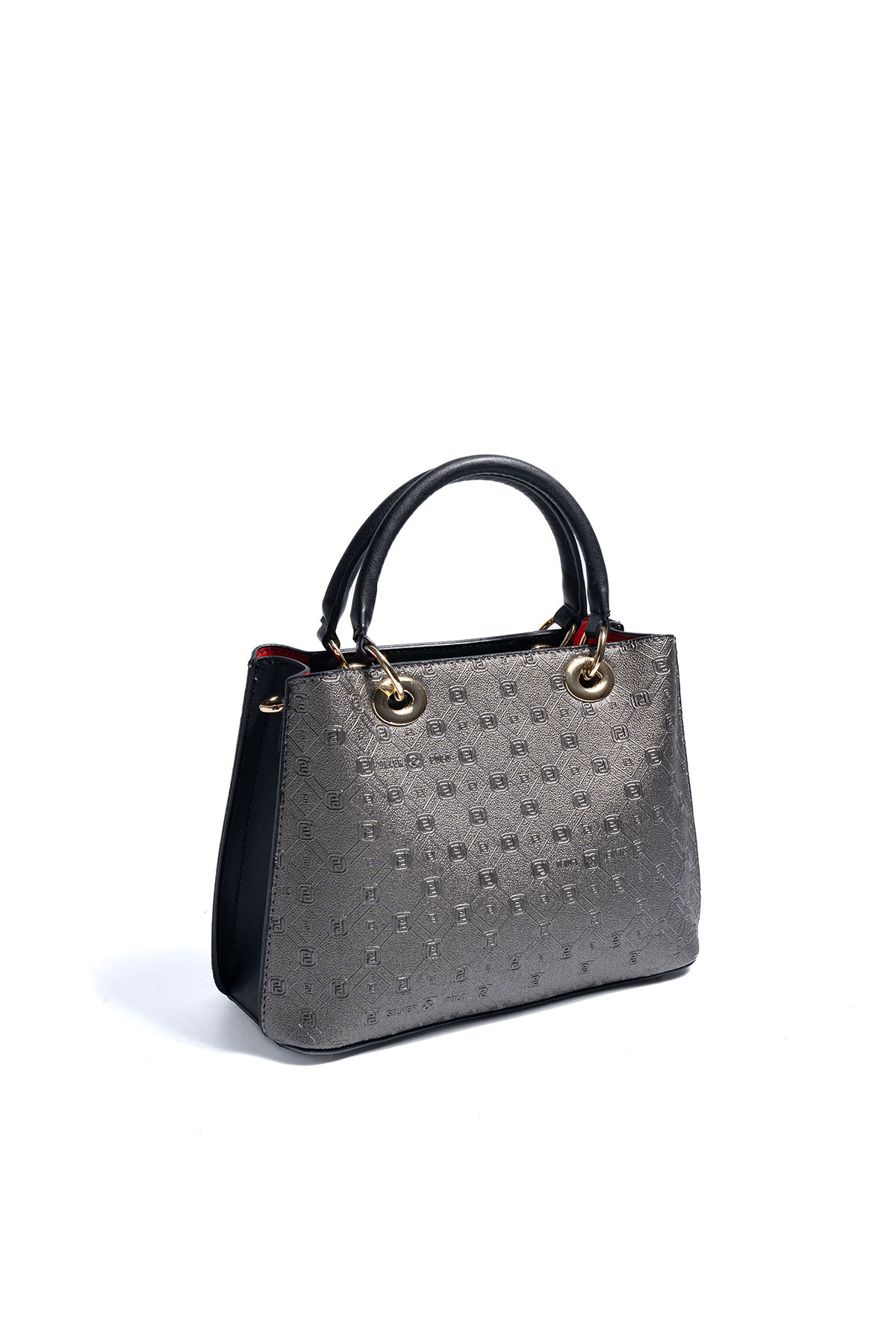 Silver & Polo SP1272 Kadın El Çantası Logolu Platin-Siyah