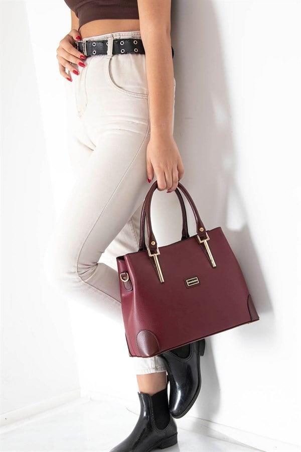 Silver Polo Bordo - Bordo Düz Kadın El Çantası SP667