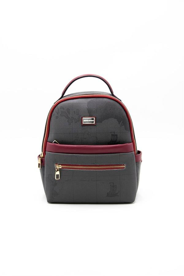 Silver Polo SP1061 Kadın Sırt Çantası Harita Siyah-Bordo