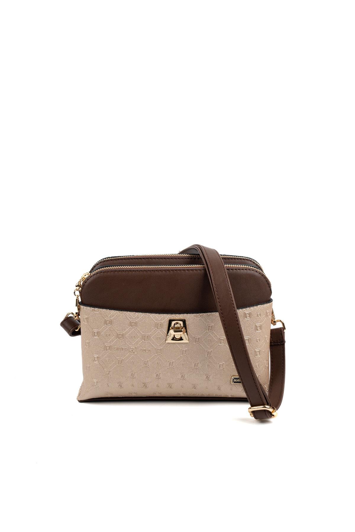 Silver & Polo SP623 Kadın Çapraz Çanta Logolu Nut-Kahve