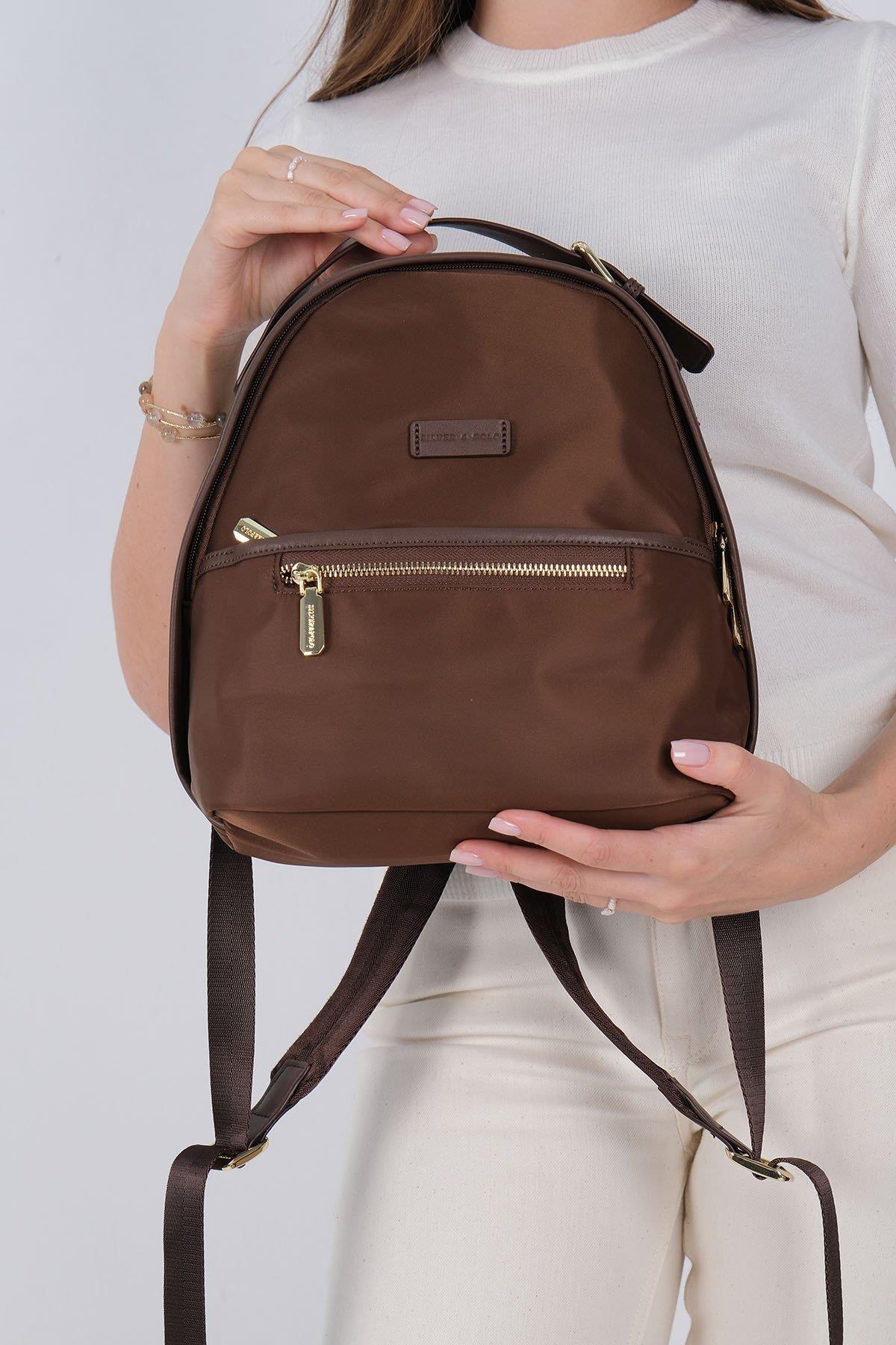 Silver Polo SP1212 Kadın Sırt Çantası Saten Kahve-Kahve