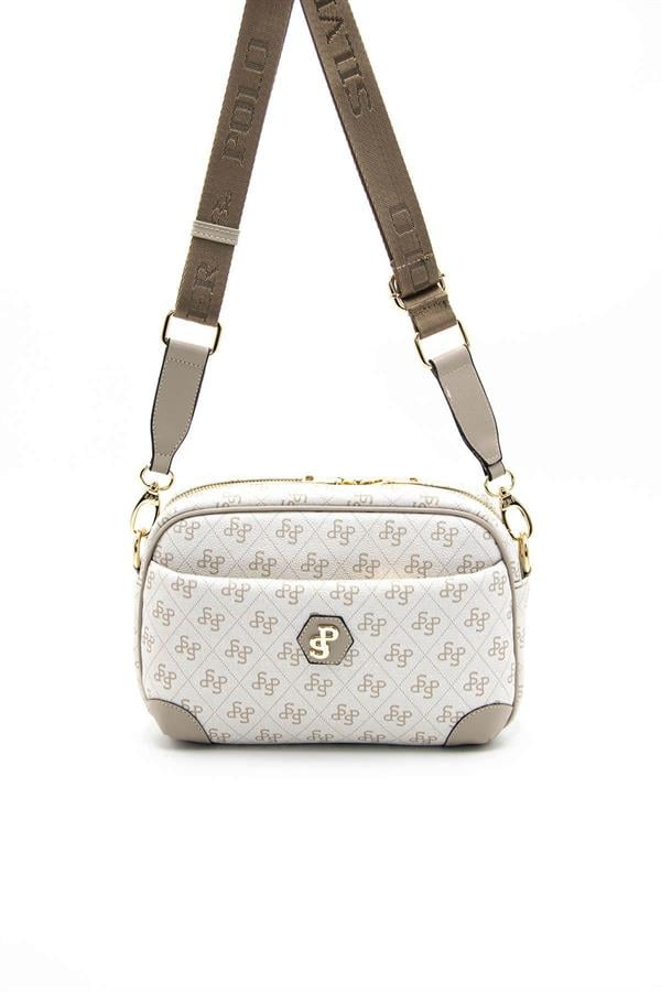 Silver Polo SP1094 Kadın Çapraz Çanta Monogram Bej-Kum