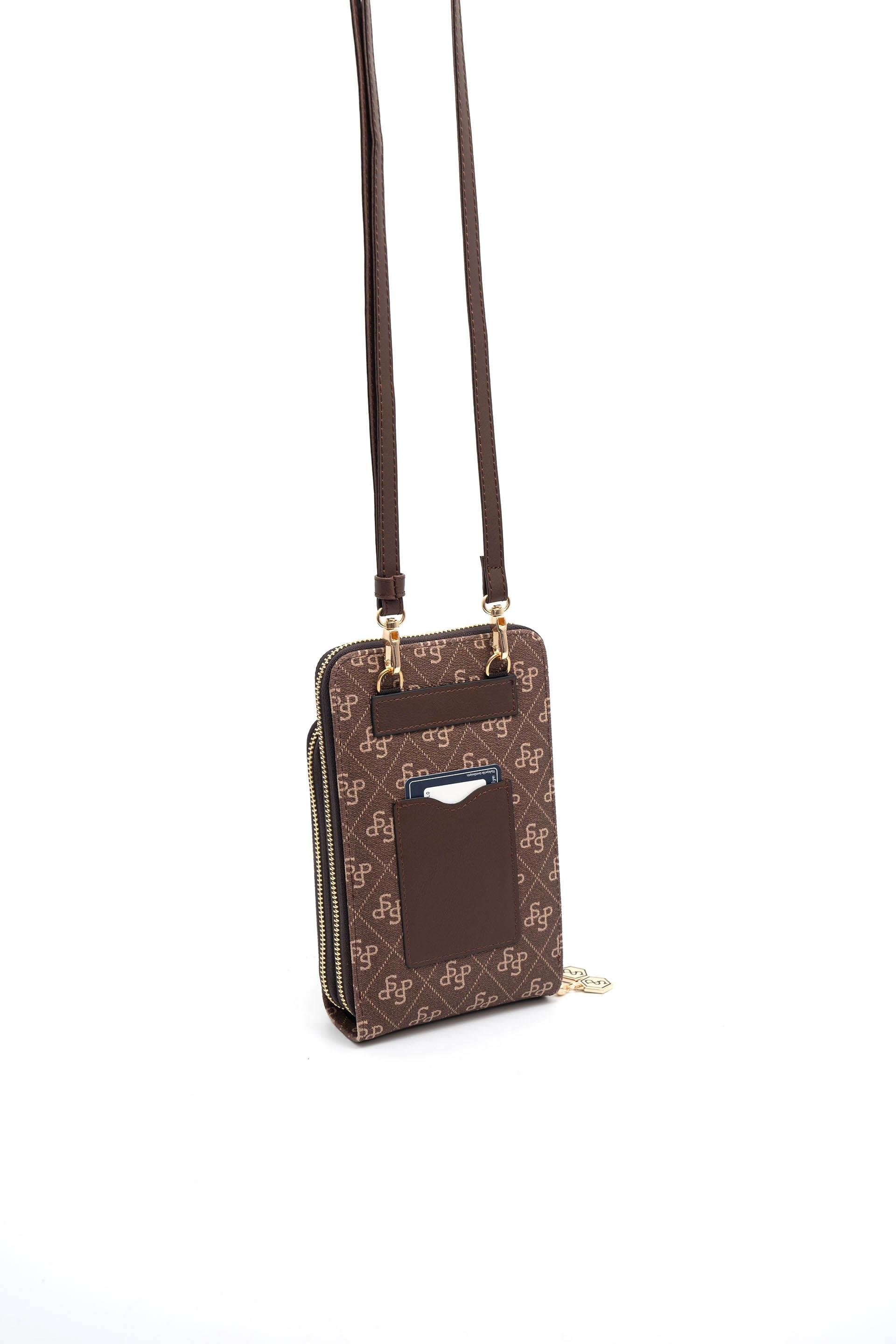 Silver & Polo SP1011 Kadın Telefon Çantası Monogram Kahve