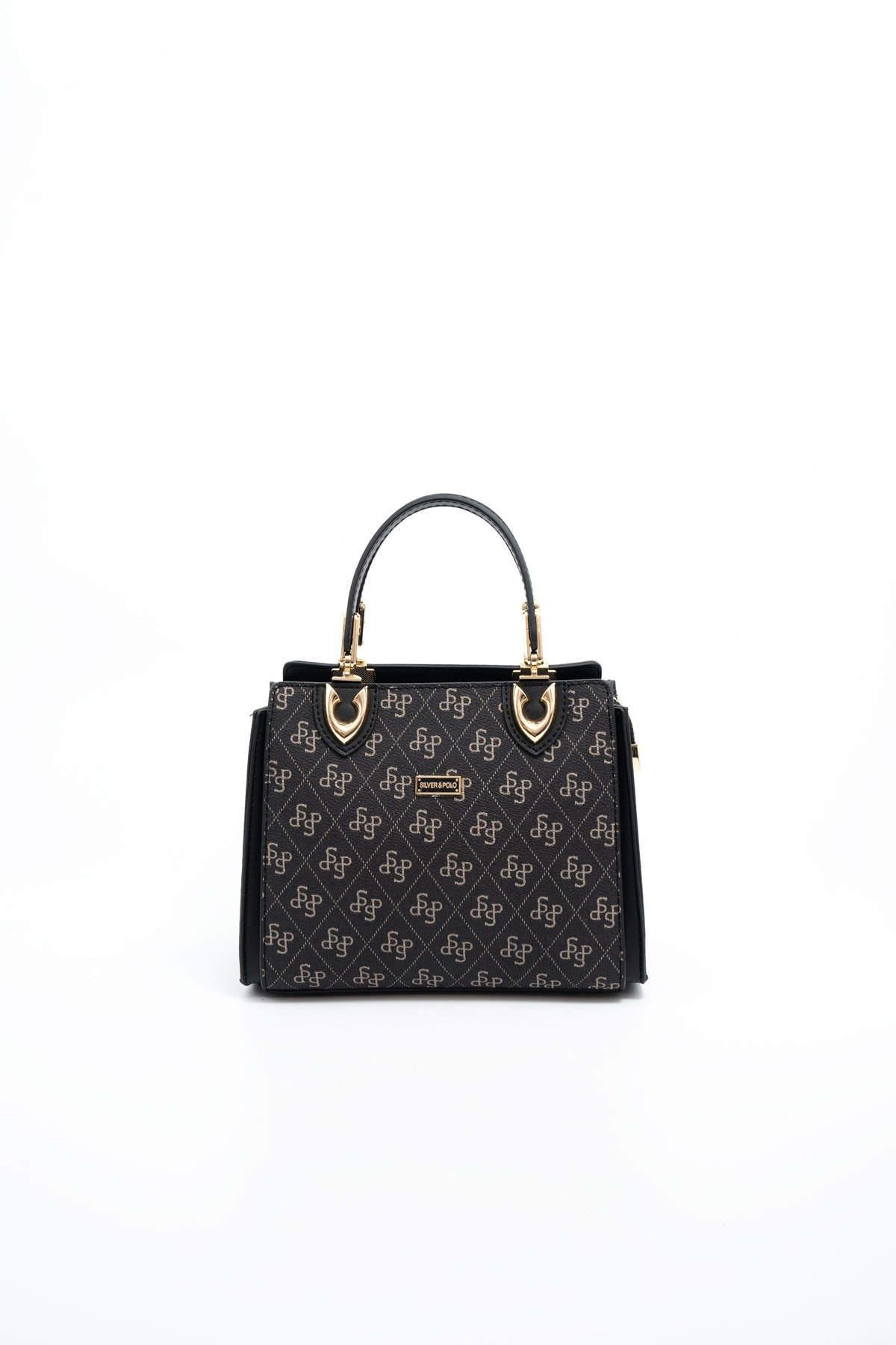 Silver Polo SP1133 Kadın El Çantası Monogram Füme-Siyah