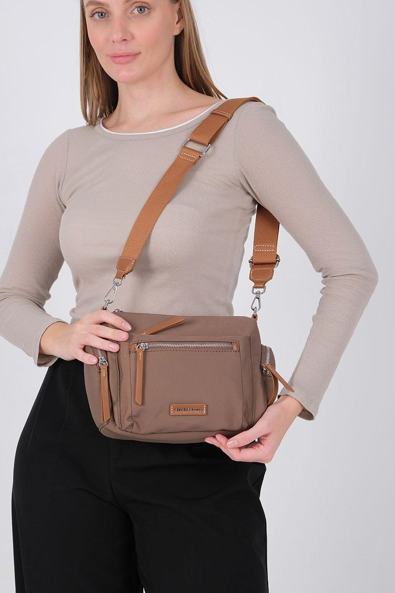 Silver Polo SP1229 Kadın Çapraz Çanta Saten Kahve-Taba