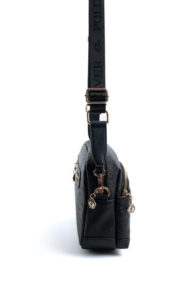 Silver & Polo SP1201 Kadın Çapraz Çanta Logolu Siyah-Siyah