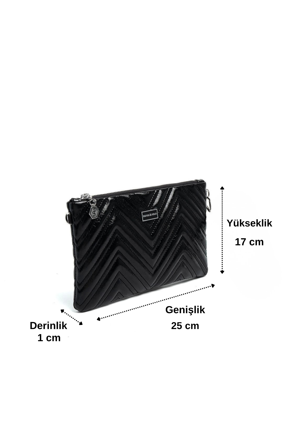 Silver & Polo SP1250 Kadın Portföy & Clutch Crash Kırışık Siyah-Kırışık Siyah