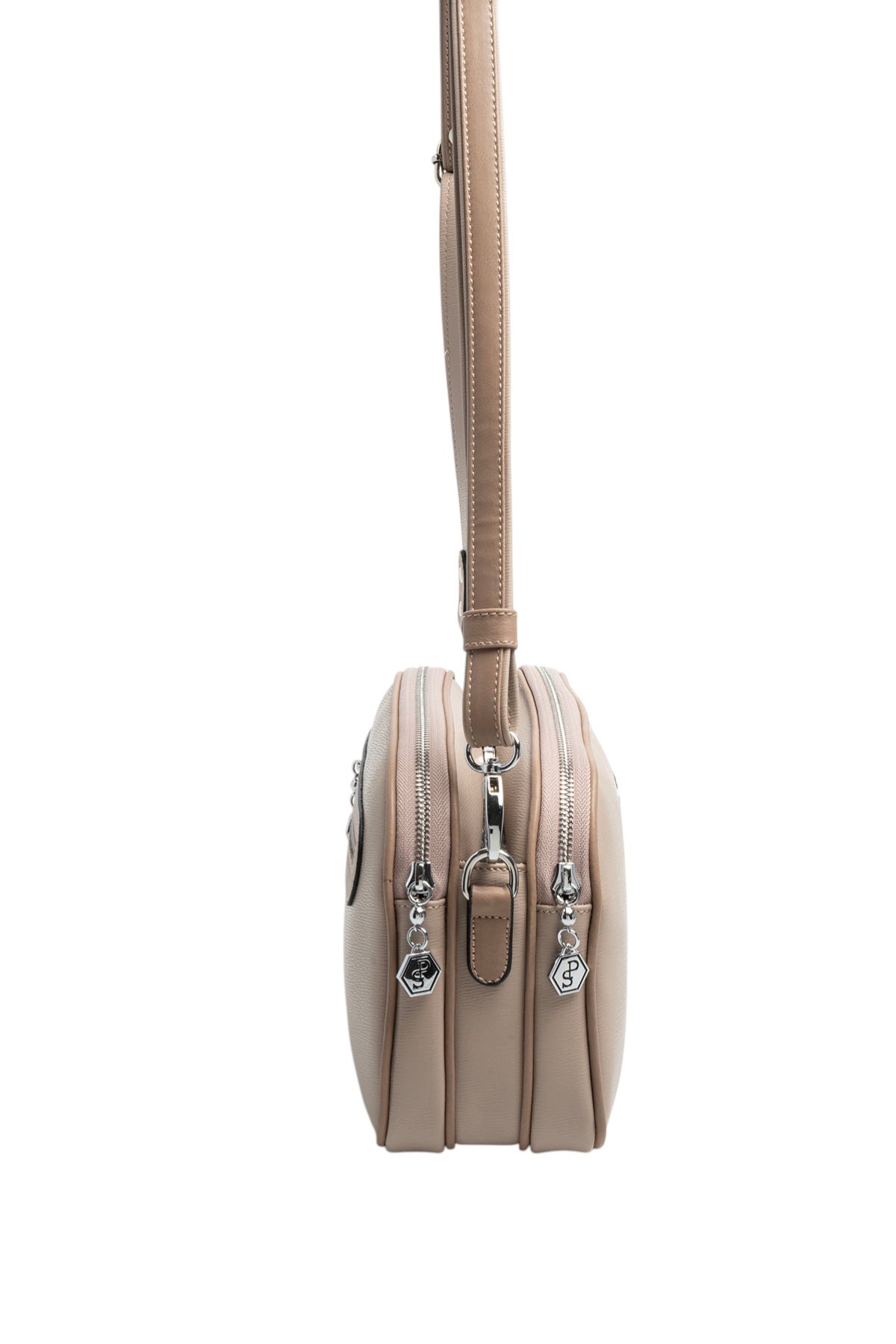 Silver & Polo SP745 Kadın Çapraz Çanta Düz Koyu Bej-Latte