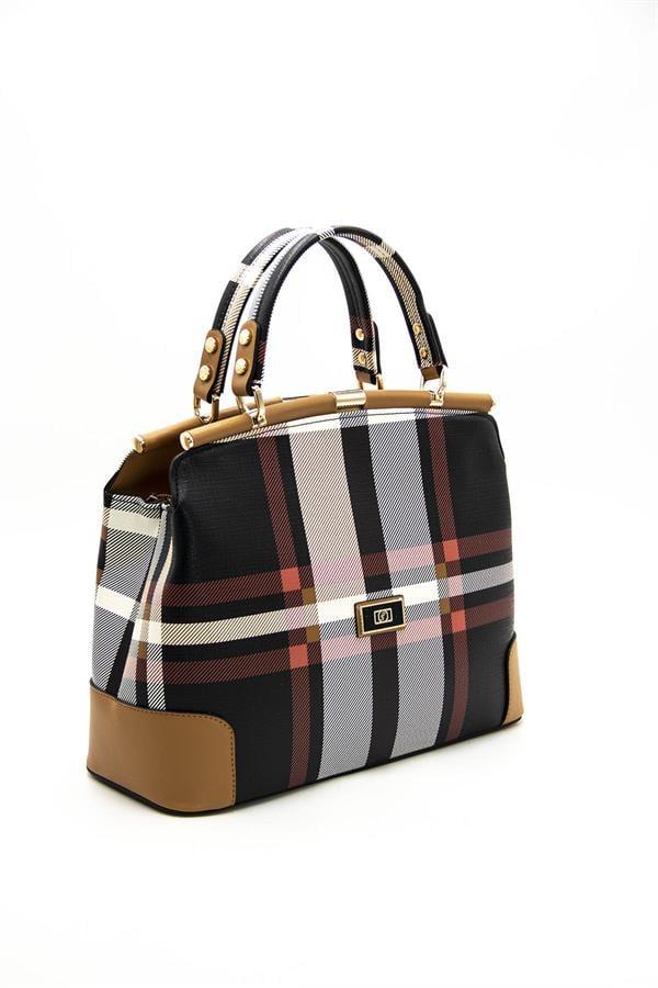 Silver & Polo SP706 Kadın El Çantası Ekose Siyah-A.Taba