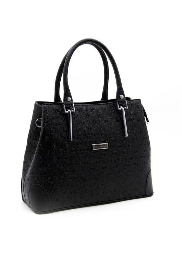 Silver & Polo SP667 Kadın El Çantası Logolu Siyah