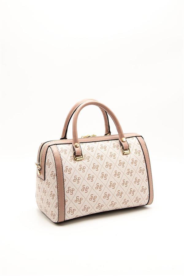 Silver Polo Pembe - Somon Monogram Kadın El Çantası SP1091