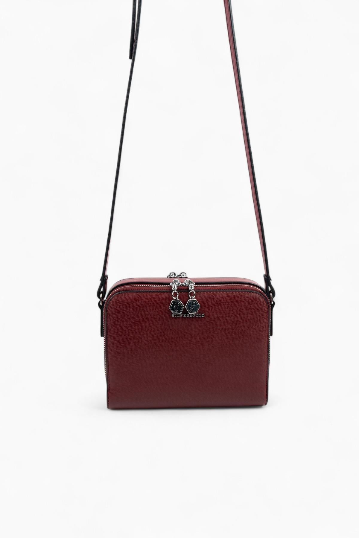 Silver Polo Bordo - Bordo Düz Kadın Çapraz Çanta SP888