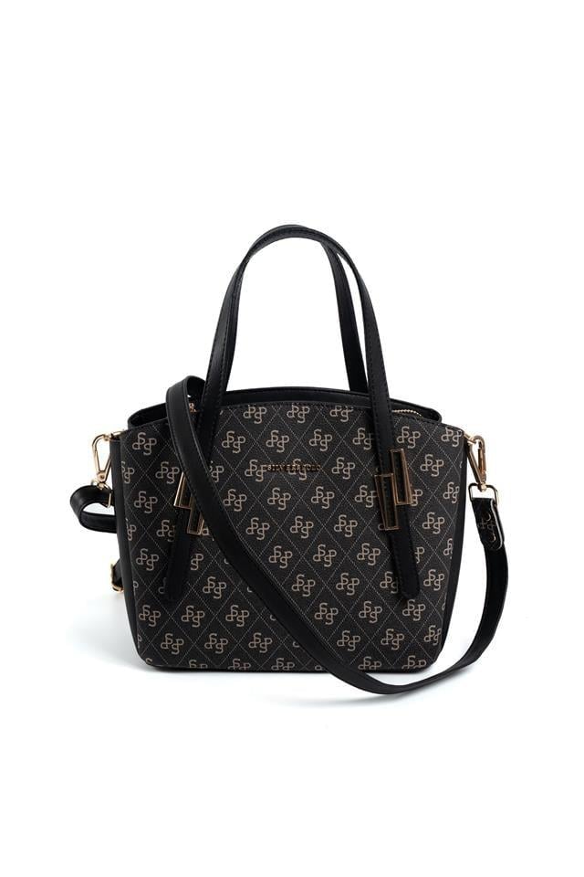 Silver & Polo SP1021 Kadın El Çantası Monogram Füme-Siyah