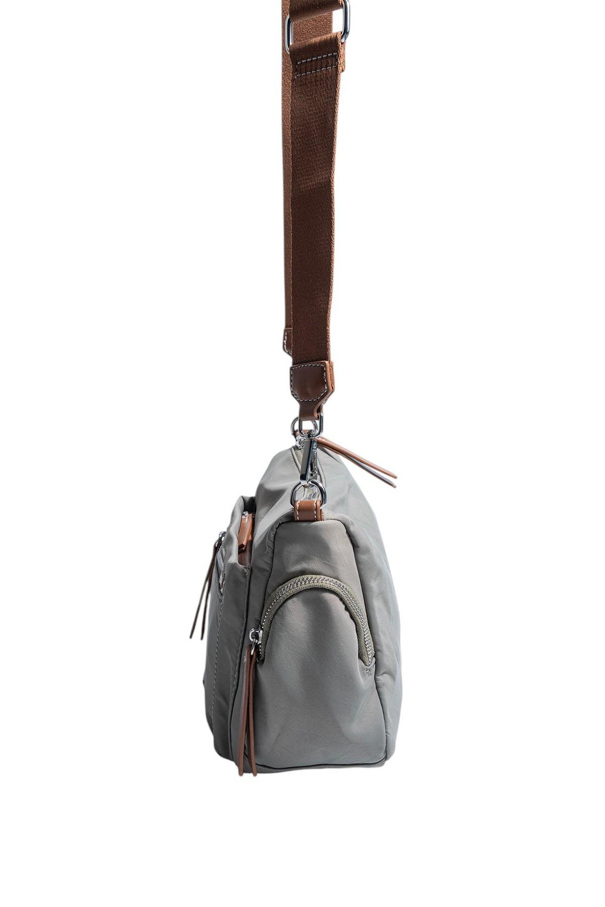 Silver Polo Yeşil - Taba Saten Kadın Çapraz Çanta SP1229