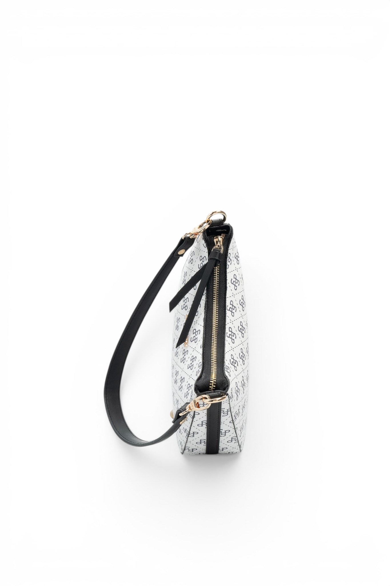 Silver Polo Beyaz - Siyah Monogram Kadın Omuz Çantası SP1259
