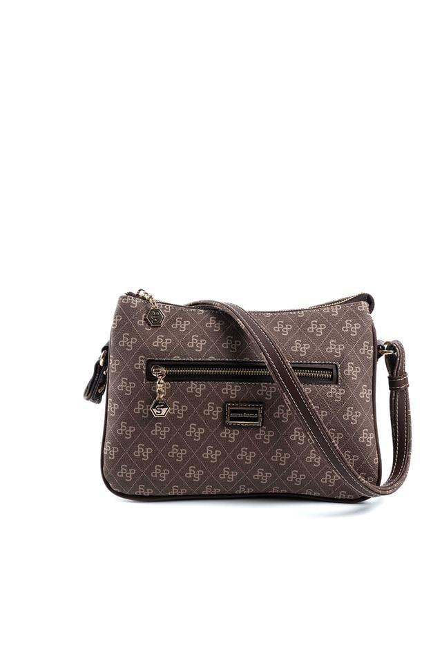Silver Polo SP818 Kadın Çapraz Çanta Monogram Kahve-Kahve