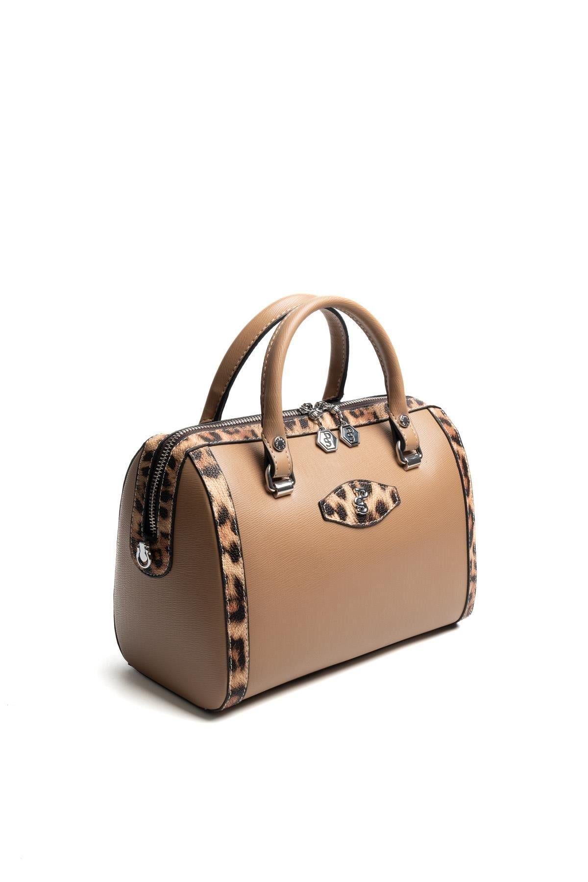 Silver Polo SP1091 Kadın El Çantası Düz Bizon-Leopar Taba