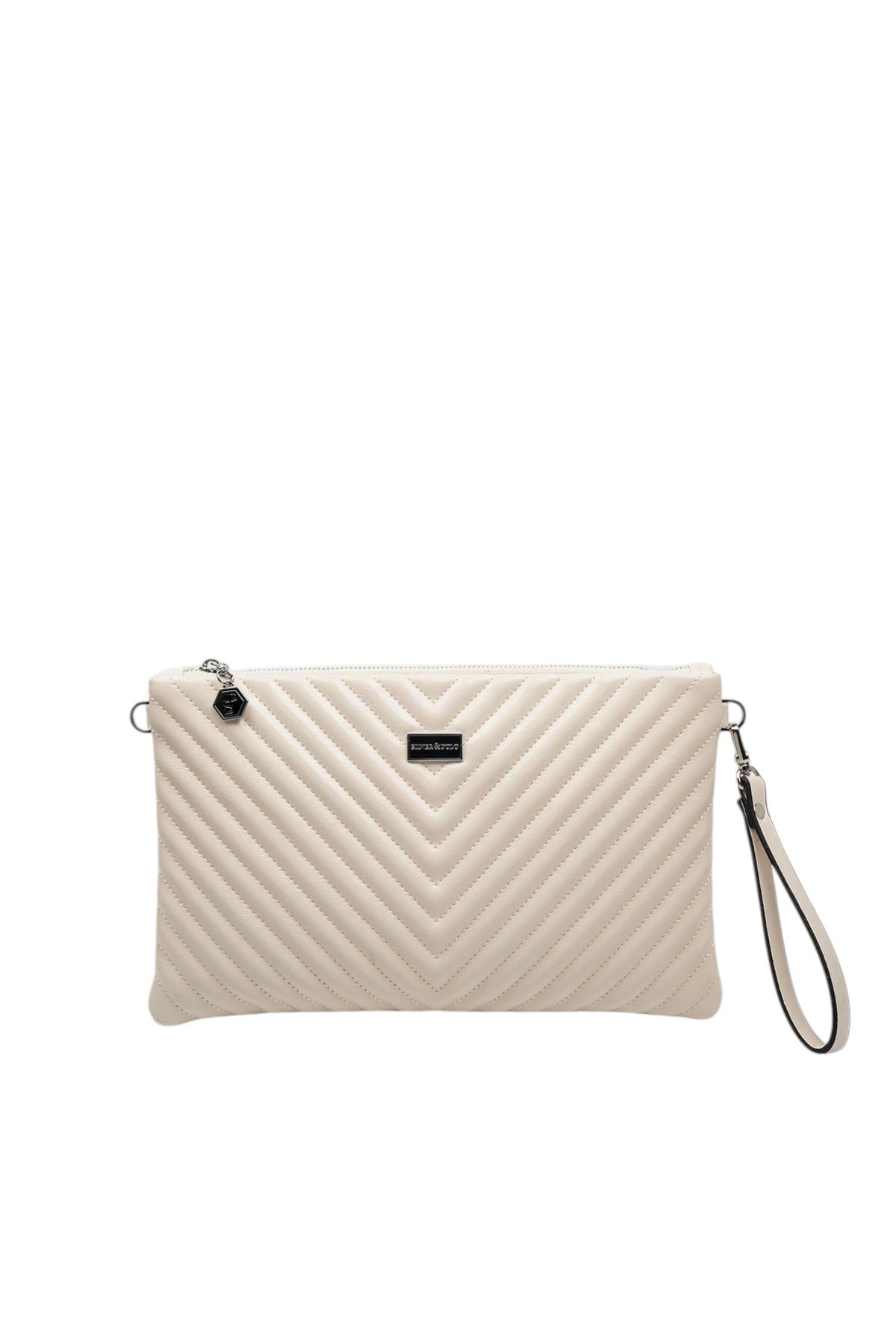 Silver Polo SP1034 Kadın Portföy & Clutch Crash Bej-Bej