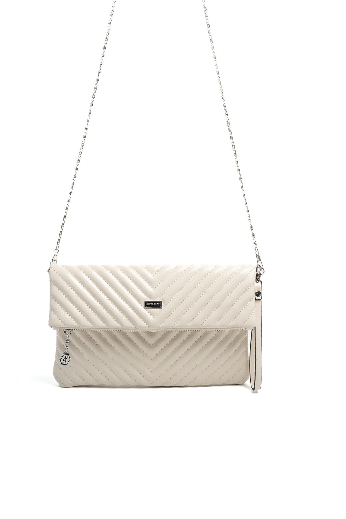 Silver Polo SP1134 Kadın Portföy & Clutch Crash Bej-Bej