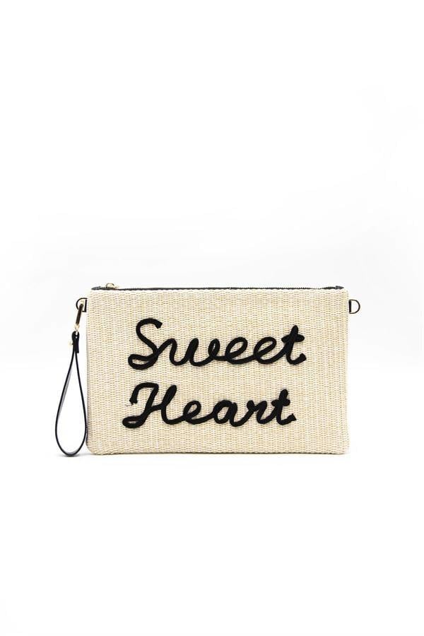 Silver Polo Bej - Siyah Dokuma Hasır Kadın Portföy ve Clutch El Çantası SP1034