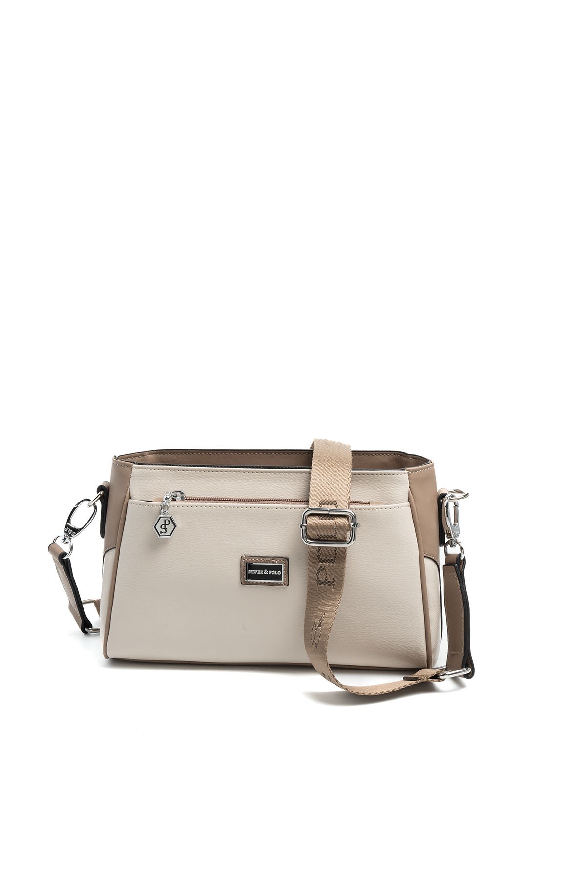 Silver Polo Bej - Latte Düz Kadın Çapraz Çanta SP1273