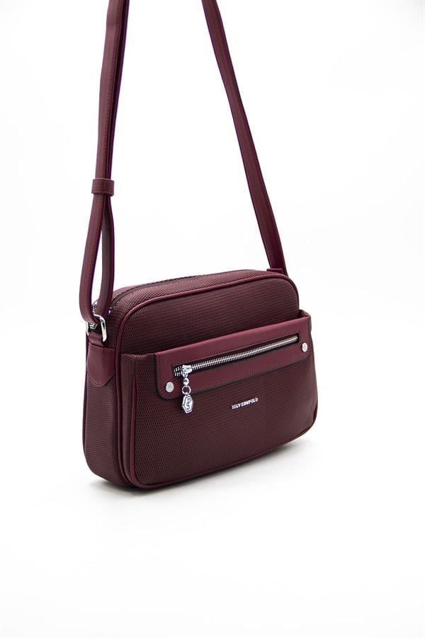 Silver Polo SP753 Kadın Çapraz Çanta Petek Bordo-Bordo