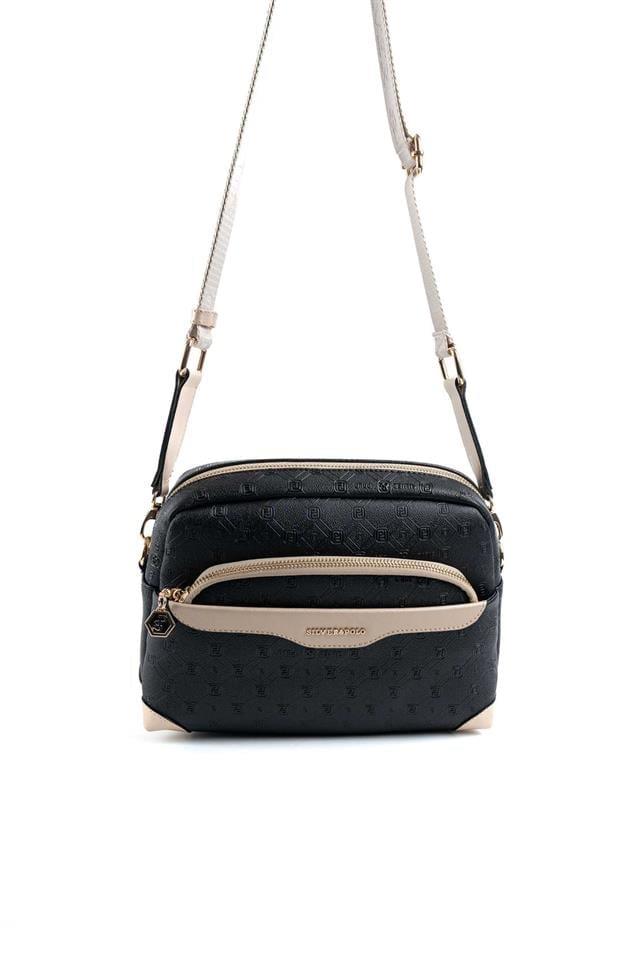 Silver & Polo SP1201 Kadın Çapraz Çanta Logolu Siyah-S.Nut