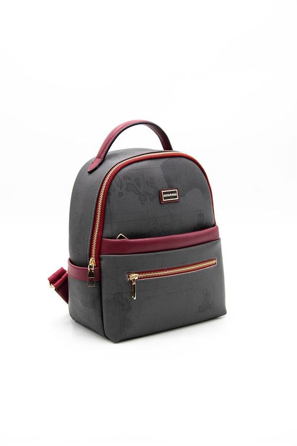 Silver Polo SP1061 Kadın Sırt Çantası Harita Siyah-Bordo